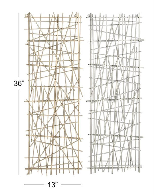 Gold and Silver Tall Pick Up Sticks Geometric Wall Panels Set