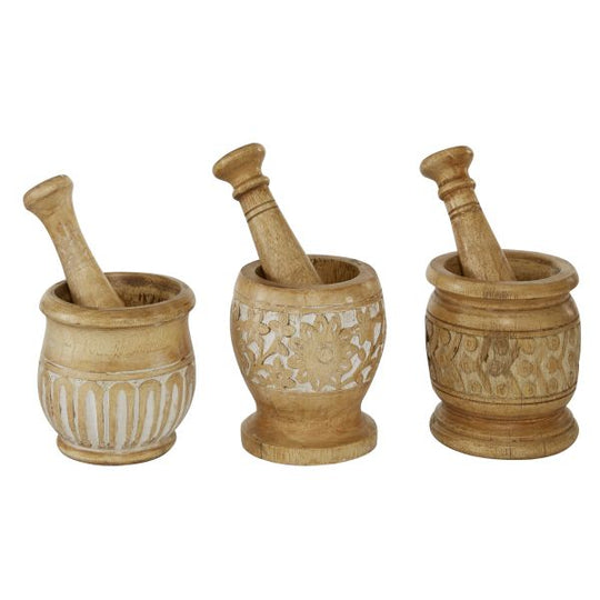 Mango Wood Farmhouse Mortar and Pestel Set