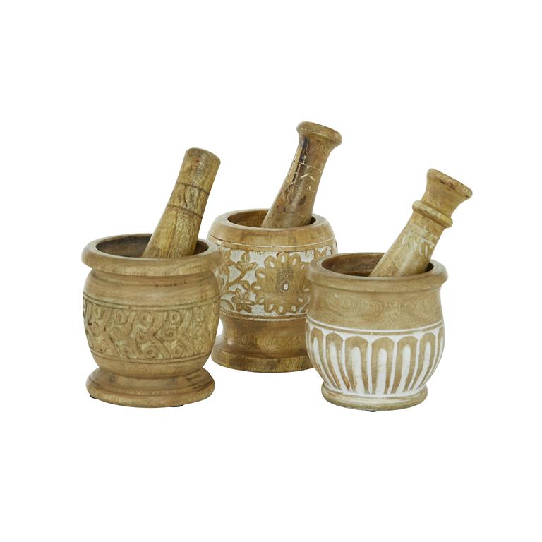 Mango Wood Farmhouse Mortar and Pestel Set