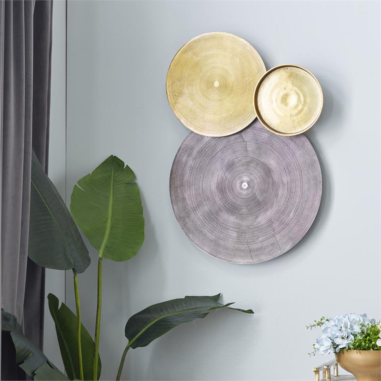 Radial Grooves Layered 3 Metal Plates Wall Decor
