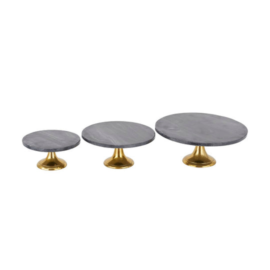 Aluminum Cake Stand with Marble Top Set