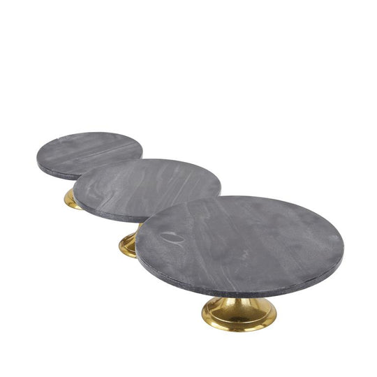 Aluminum Cake Stand with Marble Top Set