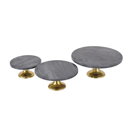 Aluminum Cake Stand with Marble Top Set