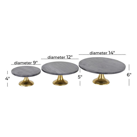 Aluminum Cake Stand with Marble Top Set