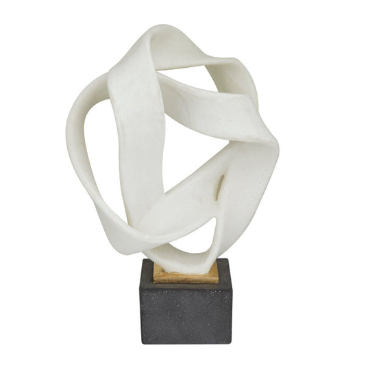 Abstract Ribbon Orb Polystone Sculpture