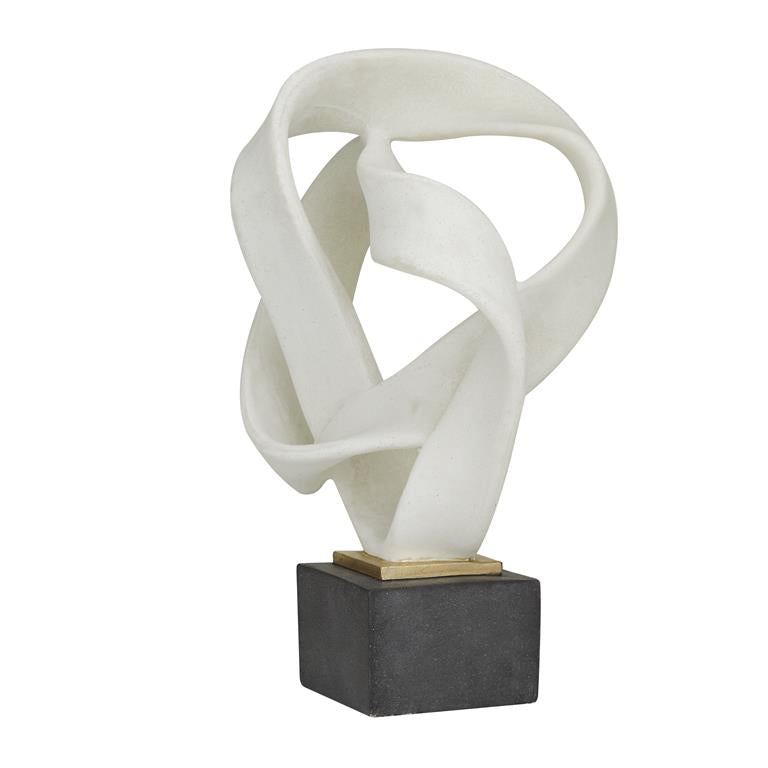 Abstract Ribbon Orb Polystone Sculpture