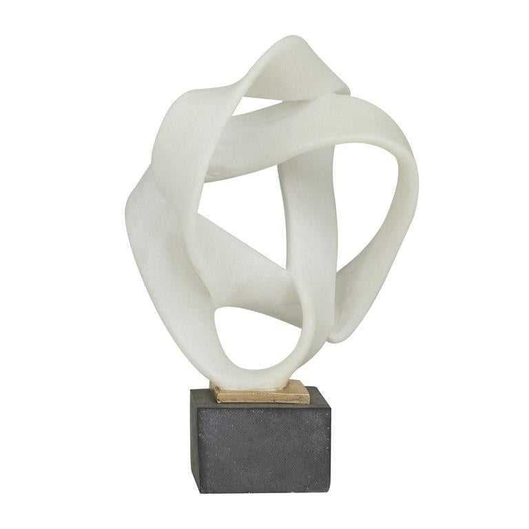 Abstract Ribbon Orb Polystone Sculpture