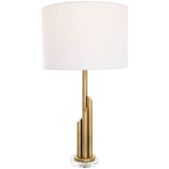 Metal Tiered Pillar Table Lamp with Glass Base