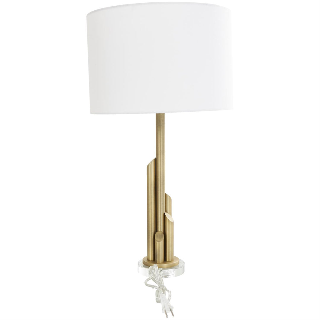 Metal Tiered Pillar Table Lamp with Glass Base