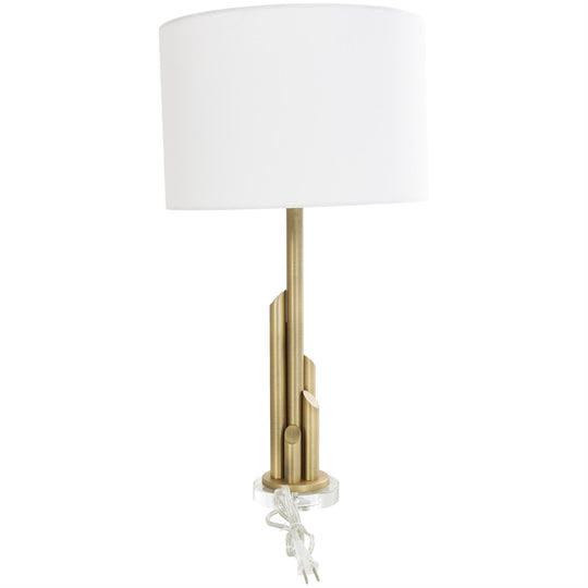 Metal Tiered Pillar Table Lamp with Glass Base