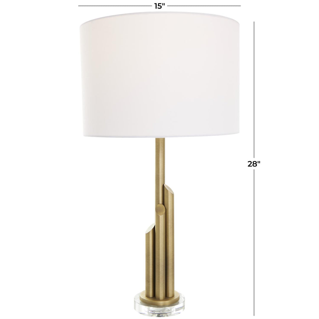 Metal Tiered Pillar Table Lamp with Glass Base