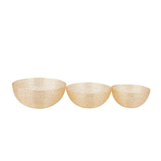 Zig Zag Mesh Metal Decorative Bowl Set