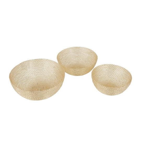 Zig Zag Mesh Metal Decorative Bowl Set