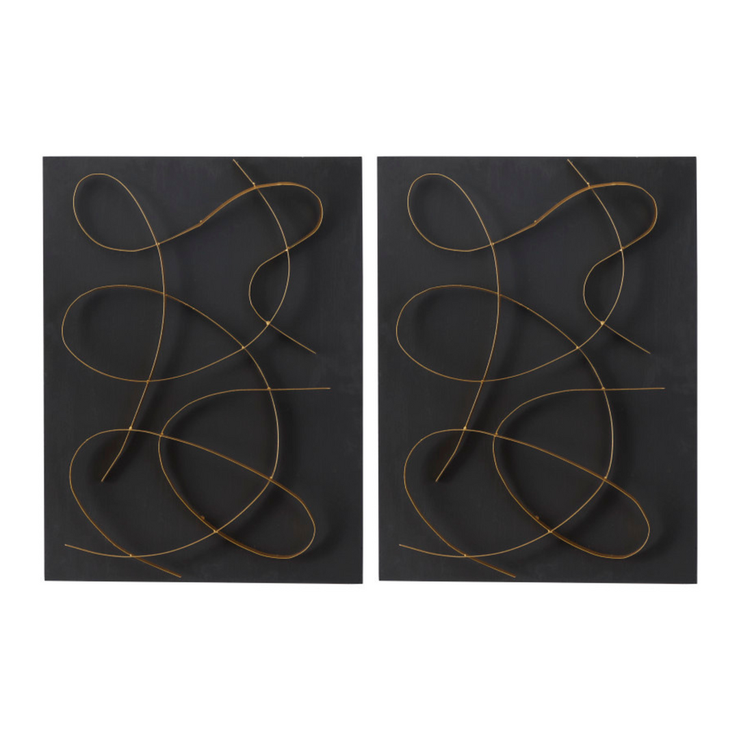 Swirled Metal Ribbons Abstract 3D Wall Decor Set