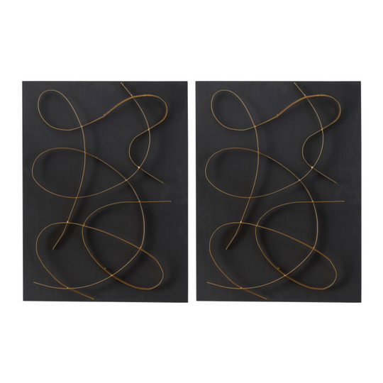 Swirled Metal Ribbons Abstract 3D Wall Decor Set