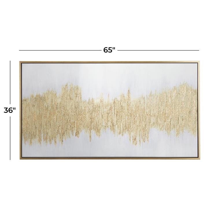 XL Abstract Glossy Gold Wall Art with Gold Frame