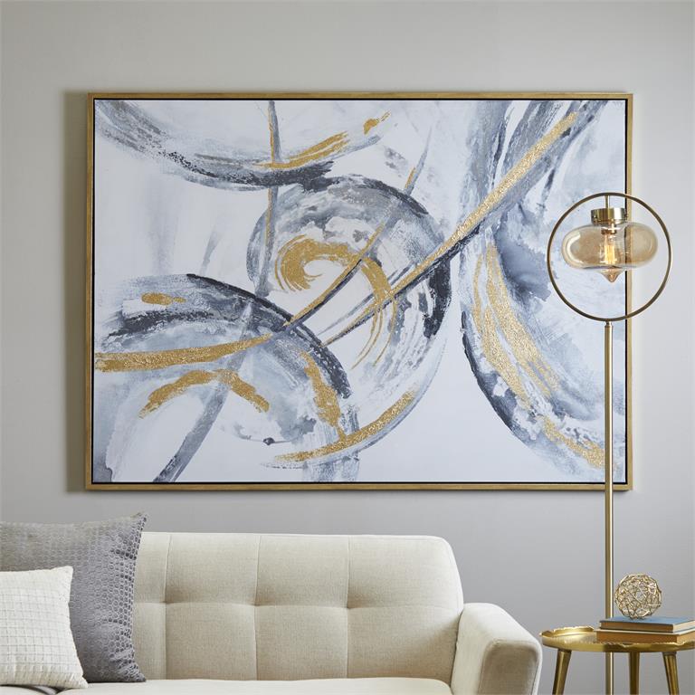 Abstract XL Motion Wall Art with Gold Frame, 66" x 48"