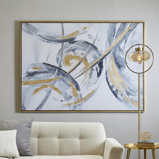 Abstract XL Motion Wall Art with Gold Frame, 66" x 48"