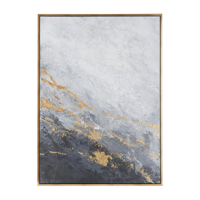 XL Smoky Grey and Gold Geode Ombre Wall Art with Gold Frame