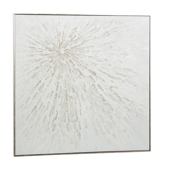 Silver Starburst Abstract Wall Art with Silver Frame