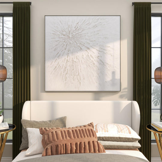 Silver Starburst Abstract Wall Art with Silver Frame