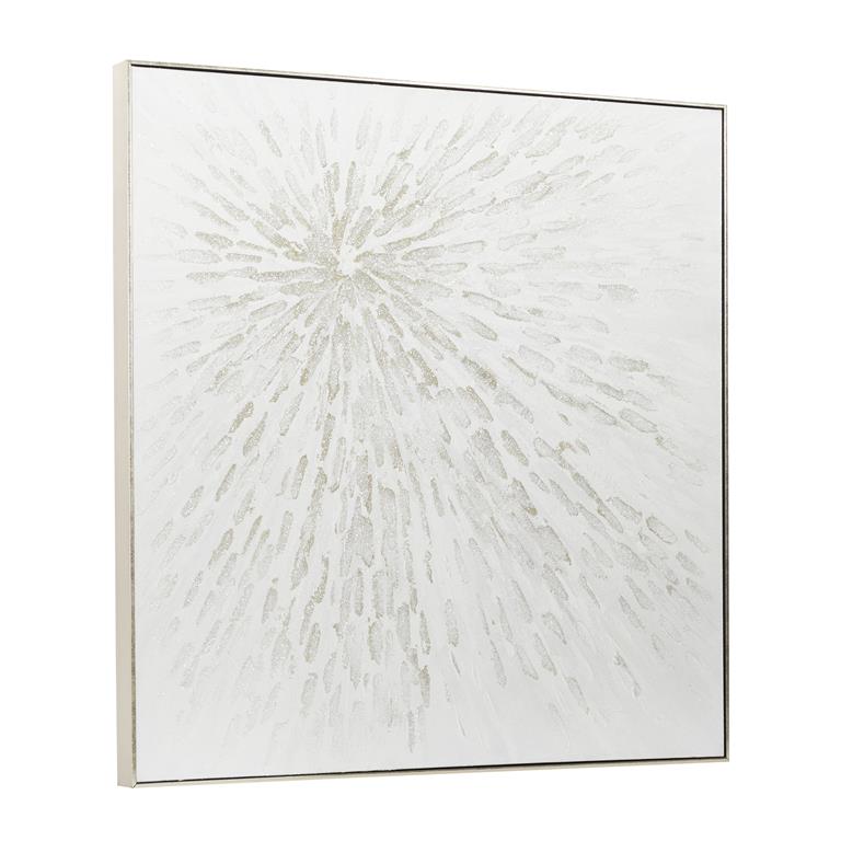 Silver Starburst Abstract Wall Art with Silver Frame