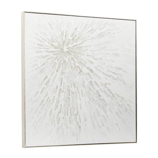 Silver Starburst Abstract Wall Art with Silver Frame