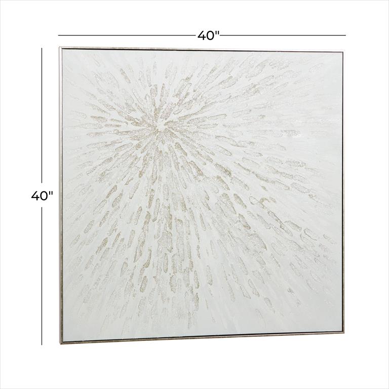 Silver Starburst Abstract Wall Art with Silver Frame