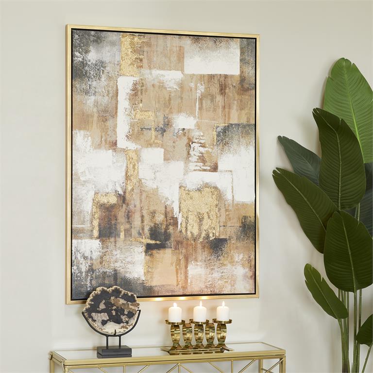 Block Gradient Abstract Wall Art with Gold Frame