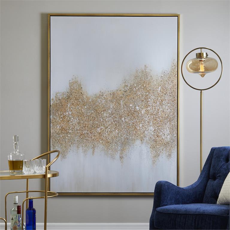 Gold Glitter Fade Wall Art with Gold Frame, XL, 48" x 65"