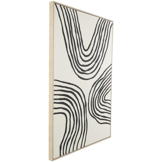 Tri-Waved Lines Wall Art with Light Brown Frame