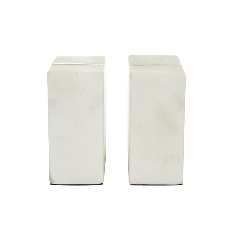 Square Geometric Marble Bookends Set with Gold Inlay