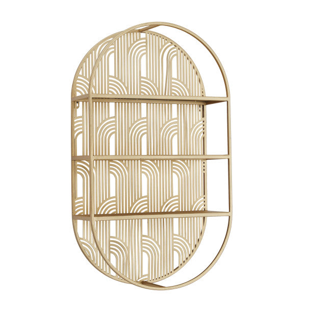 Oval Art Deco Inspired Metal Wall Shelf