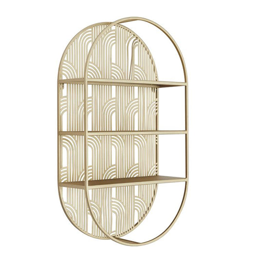 Oval Art Deco Inspired Metal Wall Shelf