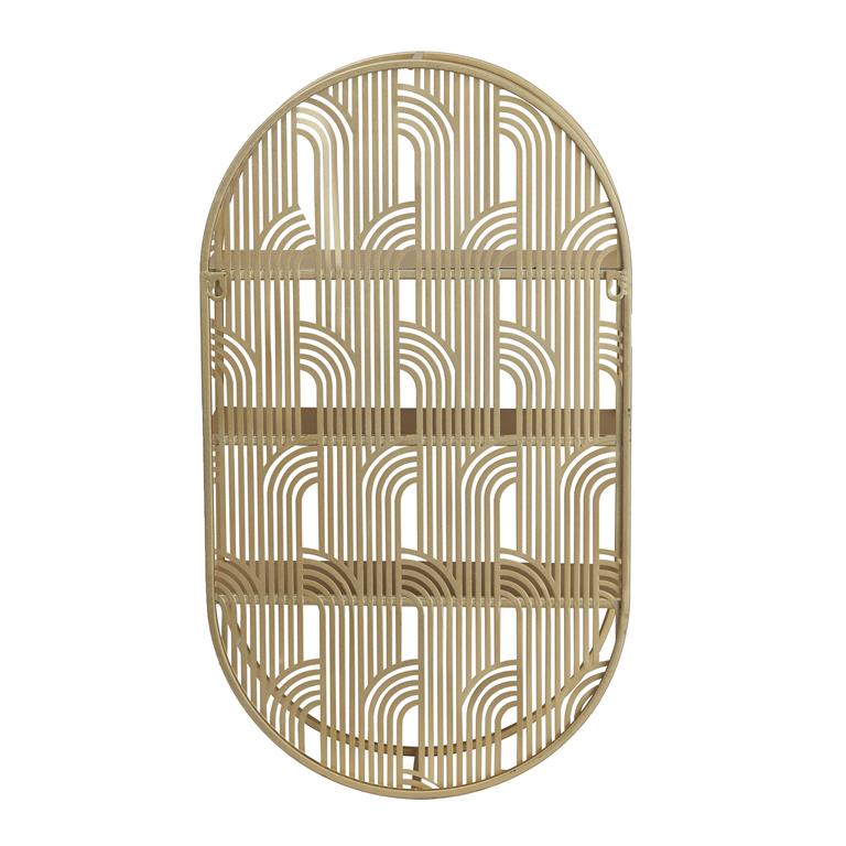 Oval Art Deco Inspired Metal Wall Shelf