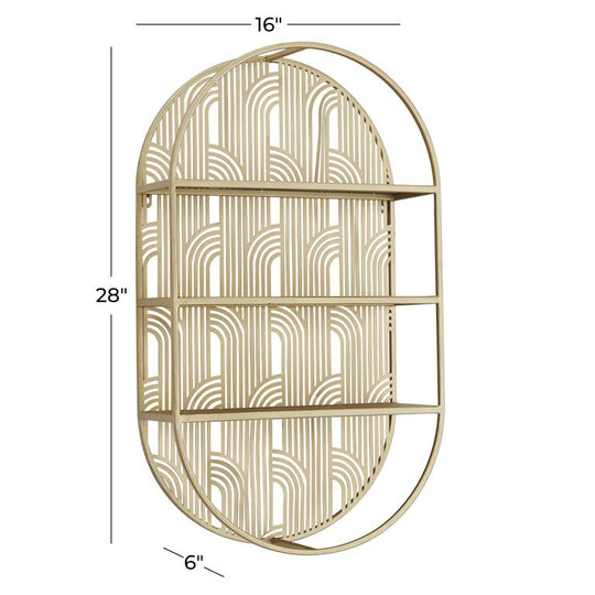 Oval Art Deco Inspired Metal Wall Shelf