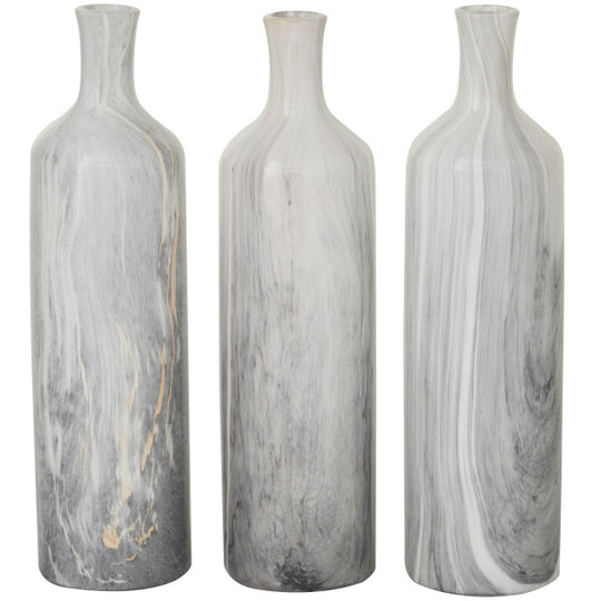 Faux Marble Ceramic Vase Set with Gold Detail