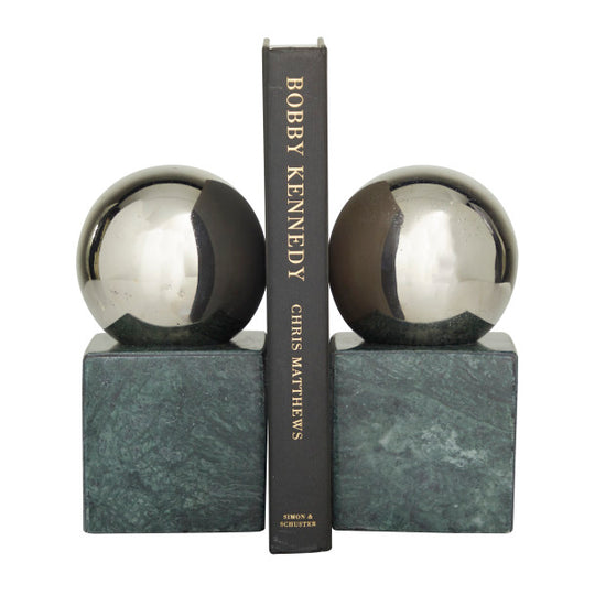 Block Marble Orb Bookends Set