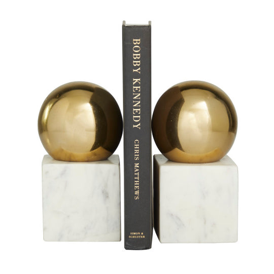 Block Marble Orb Bookends Set