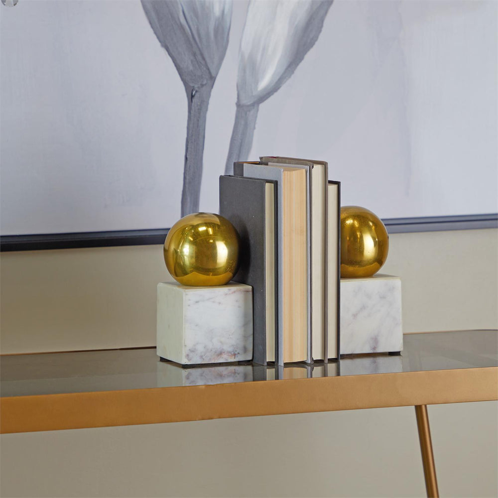 Block Marble Orb Bookends Set