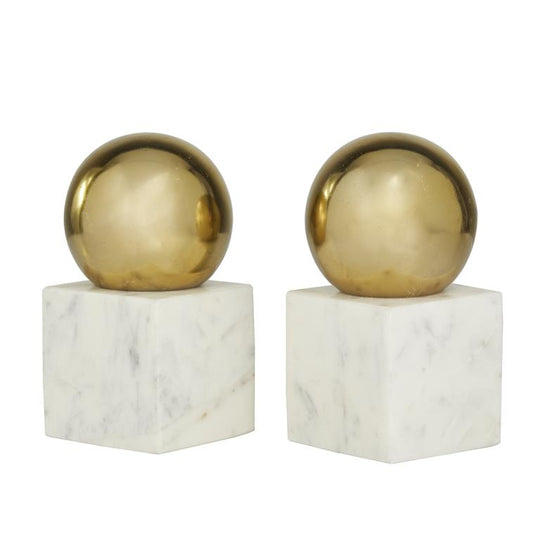 Block Marble Orb Bookends Set