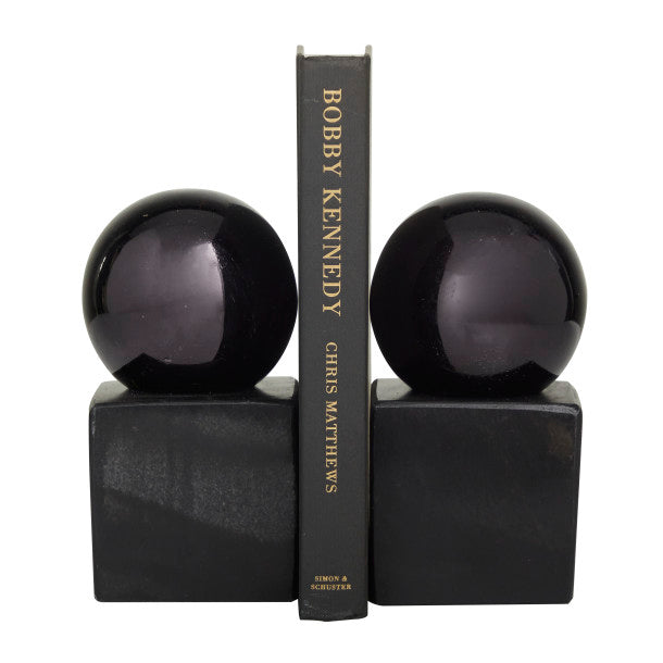 Block Marble Orb Bookends Set