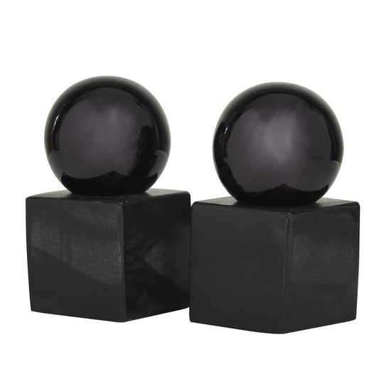 Block Marble Orb Bookends Set