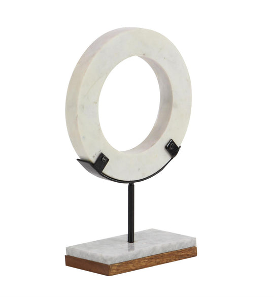 Marble Ring Sculpture with Marble Base, 14"