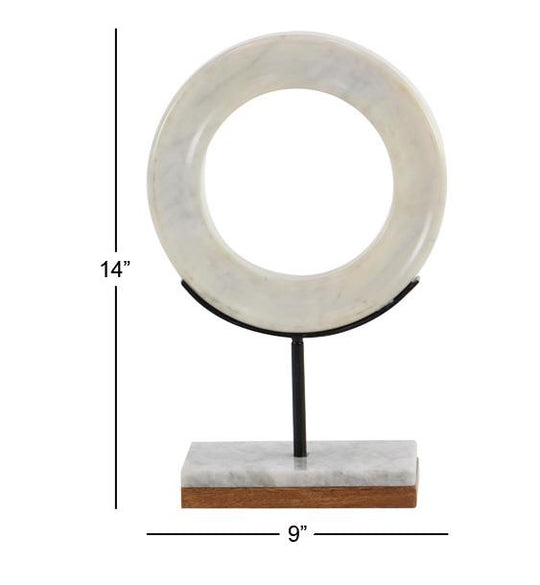 Marble Ring Sculpture with Marble Base, 14"