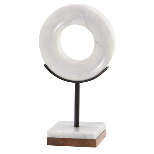 Marble Ring Sculpture with Marble Base, 11"