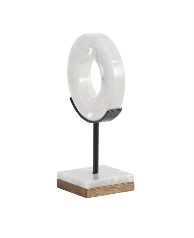 Marble Ring Sculpture with Marble Base, 11"