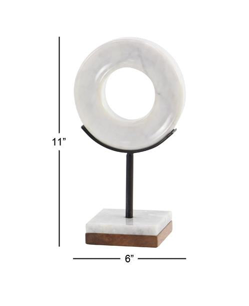 Marble Ring Sculpture with Marble Base, 11"