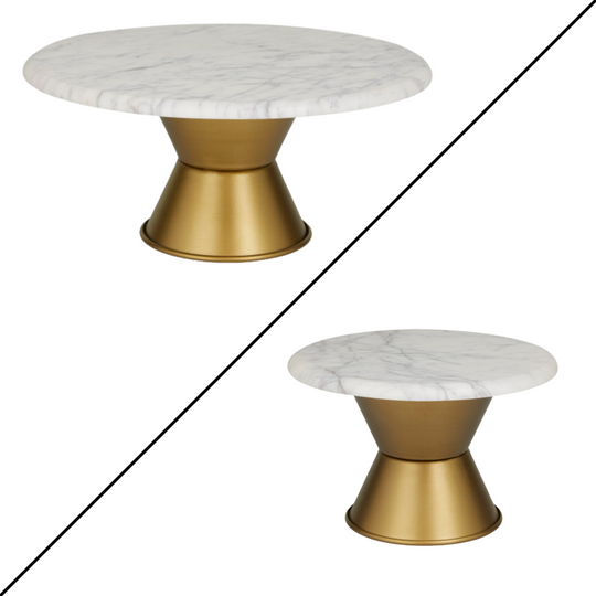 Faux Marble Cake Stand with Gold Base Set