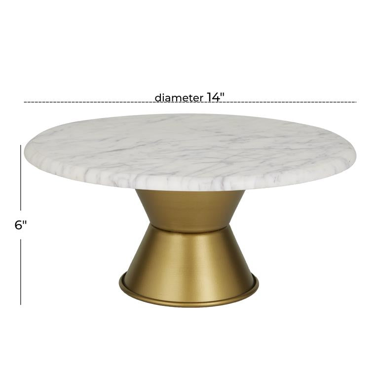 Faux Marble Cake Stand with Gold Base Set